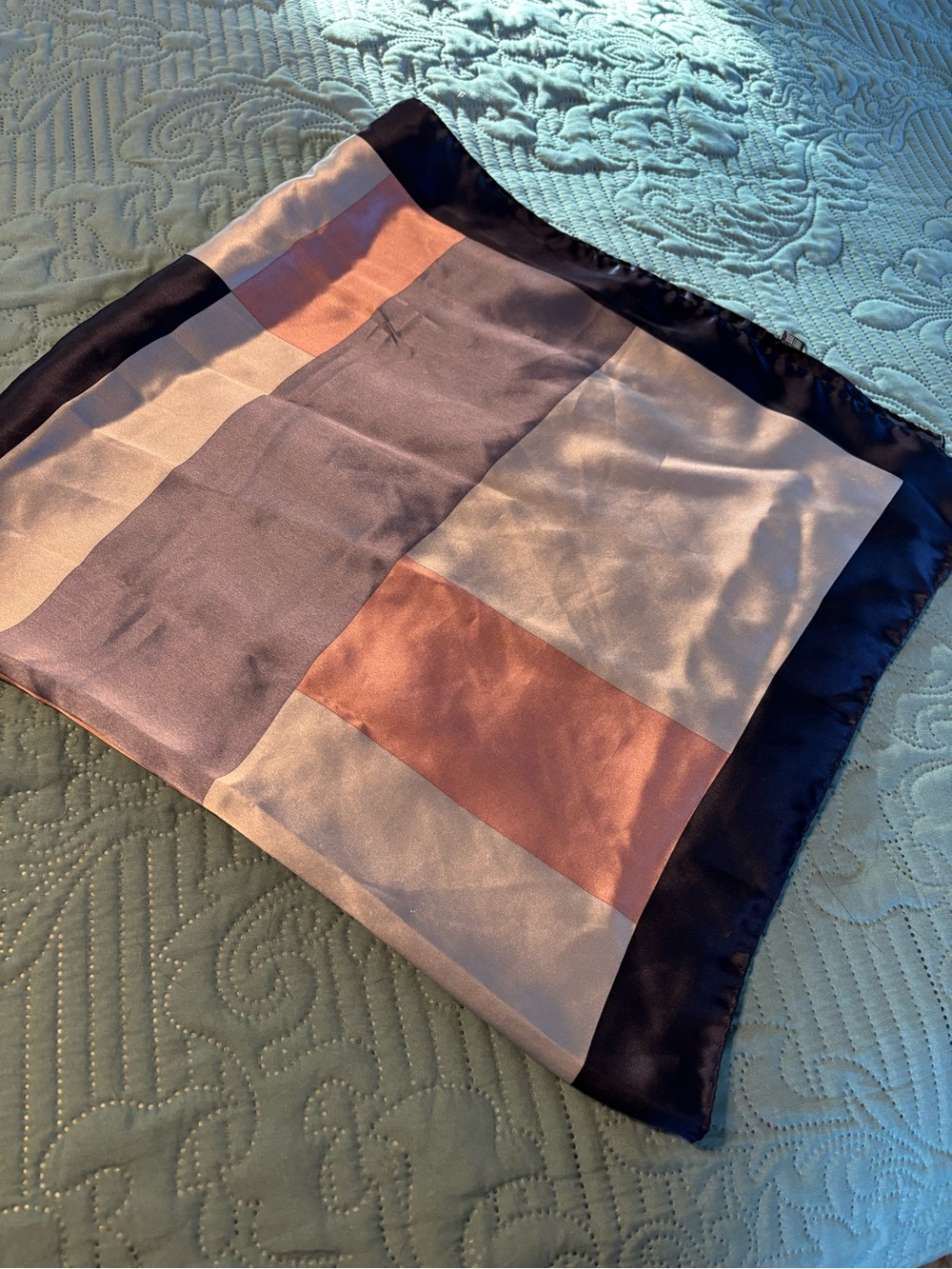 Block print 100% silk scarf square 33.5 inch